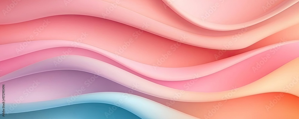 Poster pastel abstract background concept. smooth, colorful wave patterns blending soft pinks and blues for