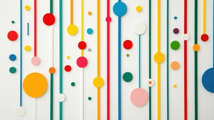 Colorful Abstract Design with Circles and Lines on White Background for Modern Art and Creative Projects