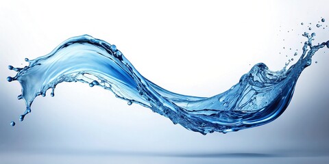 Minimalist Curve Water Splash: Abstract Blue Liquid Art Photography