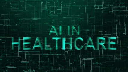 AI in healthcare text technology data line cyan color