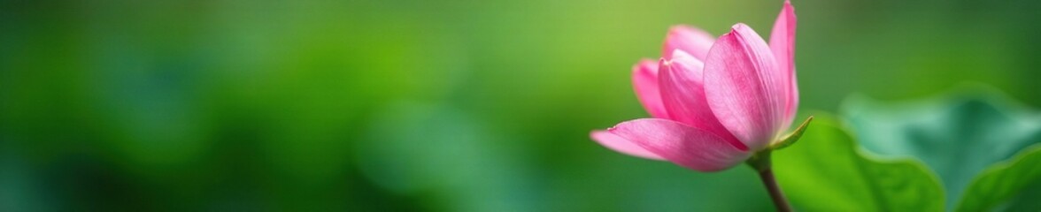 Fototapeta premium delicate pink petals unfolding from a green leaf, nature, spring