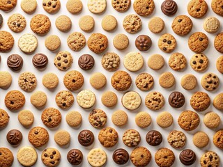 Obraz premium Minimalist Pattern Background of Delicious Assorted Cookies - Stock Photo