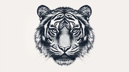 Fototapeta premium A majestic tigers head is shown in black and white