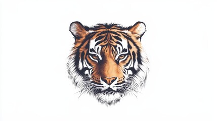 Fototapeta premium Majestic Tiger Head Close Up Portrait Illustration