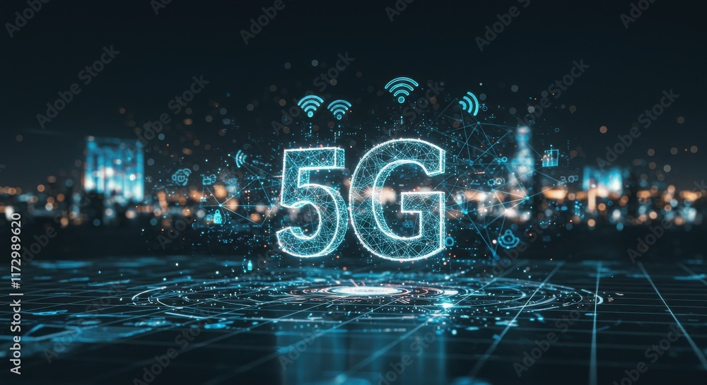Poster 5g neural flow network analytics innovation abstract futuristic.abstract big data science and networ
