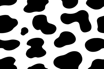 Print texture cow white black spot repeated seamless pattern
