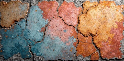 Fototapeta premium Eroded concrete slab with a seamless blend of different shades, natural degradation, worn texture