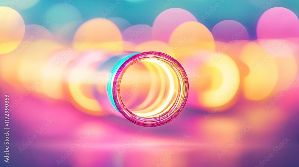 Poster neon abstract background idea. abstract colorful bokeh lights with a circular focus in vibrant hues 