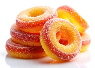 Chili Lime Peach Gummy Rings: Spicy Sweet Candy Photography
