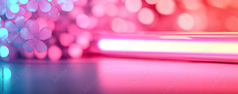 Poster neon abstract background idea. vibrant gradient background with colorful bokeh lights and glowing ne
