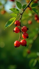 Obraz premium ripe sea buckthorn berries hanging from a branch, garden, branches, forest