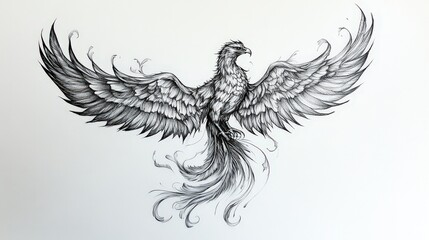 Obraz premium Majestic Phoenix Bird Wings Spread In Flight