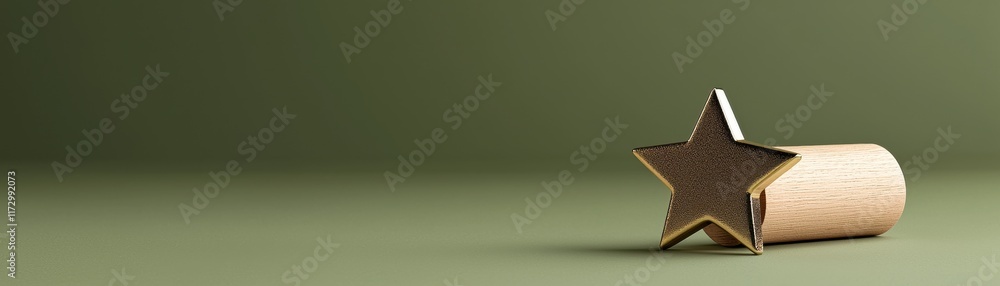 Poster a golden star rests on a subtle green background, creating a minimalist and elegant visual with a hi