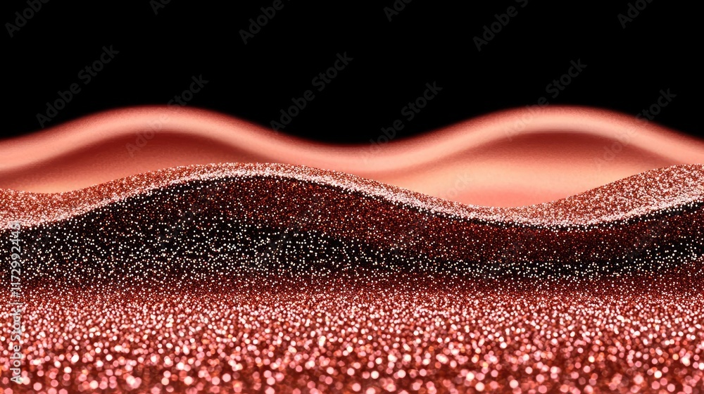Poster glitter abstract background concept. abstract wave pattern with glimmering particles in shades of co