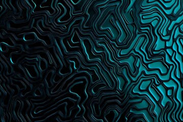 Fototapeta premium Abstract close-up of a glowing blue digital circuit board, showcasing intricate connections and technological design on a black background. 