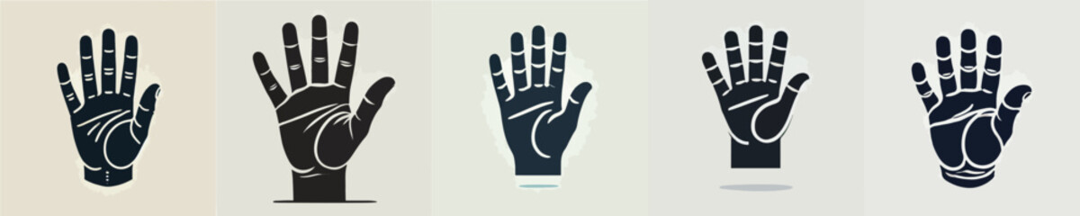 vector set of five fingers silhouettes