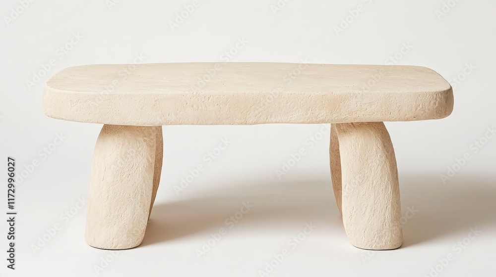 Poster minimalist abstract table with rounded edges in soft neutral tones on light background