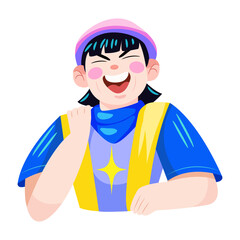 A flat illustration of snickering character 

