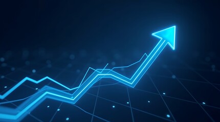 Abstract Blue Upward Arrow Chart: Growth and Success Visual
