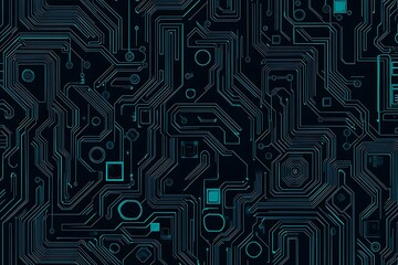 Abstract close-up of a glowing blue digital circuit board, showcasing intricate connections and technological design on a black background.
