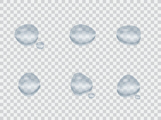 set of clear waterdrop splash on background