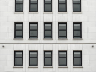 Fototapeta premium Modern Minimalist Building Exterior with White Facade and Windows