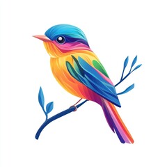 Vibrant Rainbow Bird Perched On A Branch