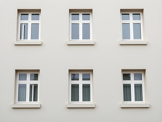 Modern Minimalist Building Exterior with White Facade and Windows