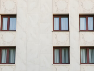 Fototapeta premium Modern Minimalist Building Exterior with White Facade and Windows