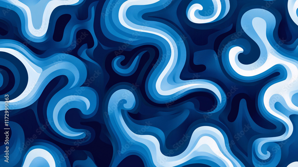 Poster A simple abstract blue pattern with soft shapes and texture, creating a calming, visually appealing background, ideal for design projects and digital displays.

