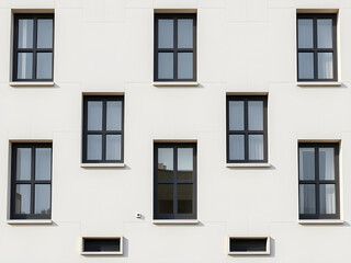 Fototapeta premium Modern Minimalist Building Exterior with White Facade and Windows