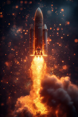 Illustration Rocket launch , spaceship in space