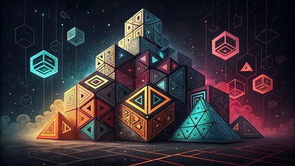 3D futuristic colorful shape with vibrant colors, dynamic design, modern digital aesthetics.