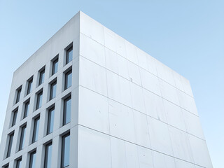 Obraz premium Modern building facade with windows, Exterior view of office windows, Generative AI image