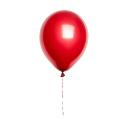 Red Balloon: A vibrant red balloon with shiny surface and delicate white string, isolated against a clear background, symbolizes celebration, joy, and lightheartedness.