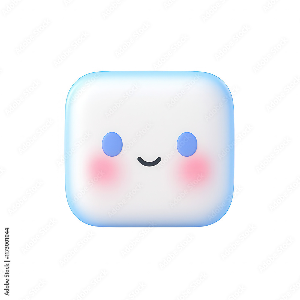 Poster cute smiling character icon, perfect for digital design and creative projects., isolated on a transp