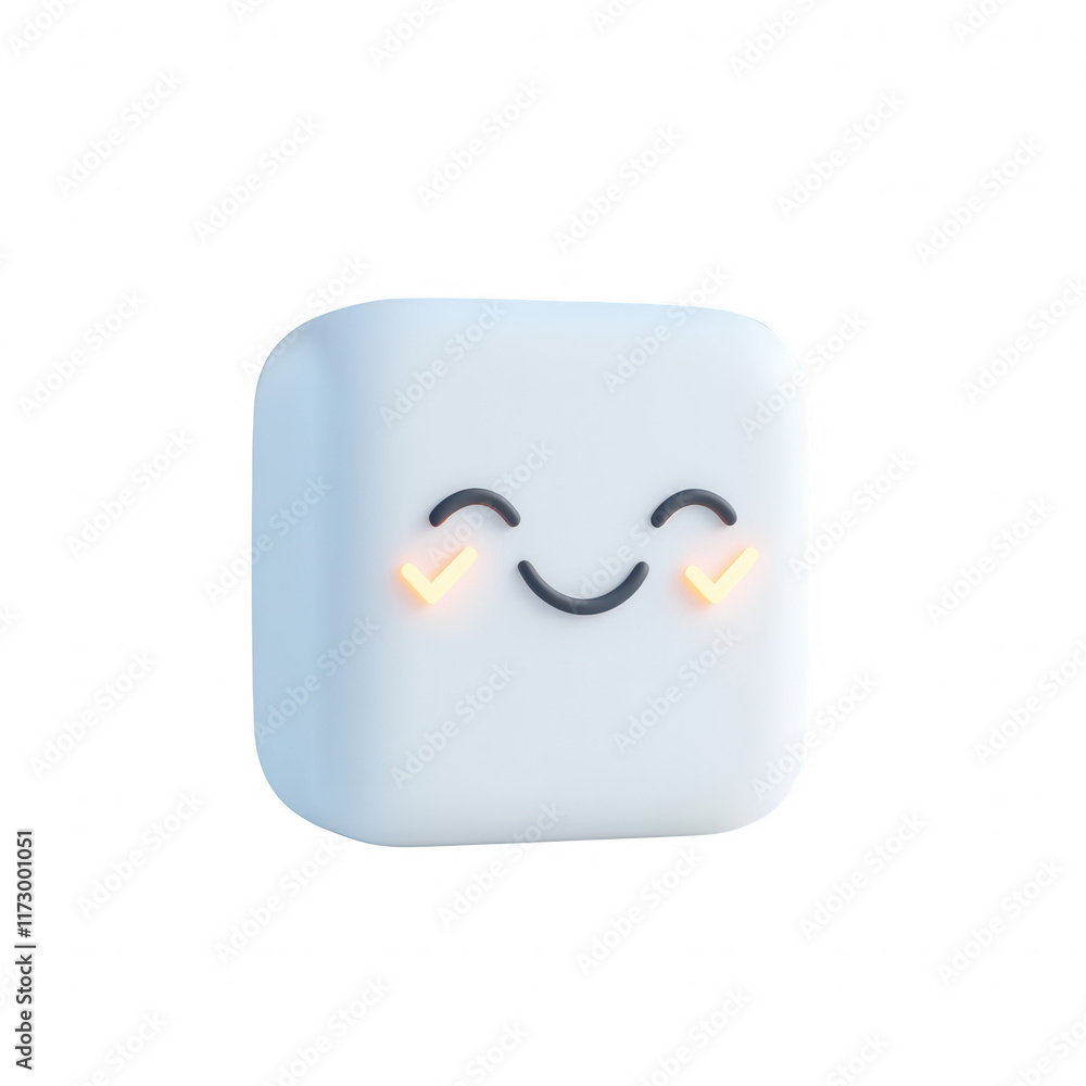 Poster cute smiling character design with a joyful expression for creative projects., isolated on a transpa