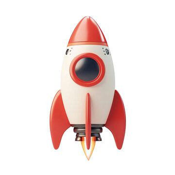 red rocket icon rocket precise perspective on a white background
