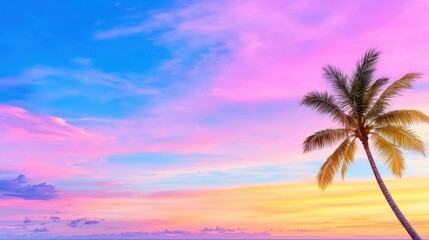 Obraz premium Dreamy sunset sky with gradient of pink, orange, and purple