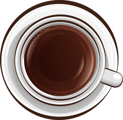 Coffee Cups Top View Vector. Breakfast Beverage. Eps 10. Cup of coffee top view. Espresso coffee in white Cup. flat style