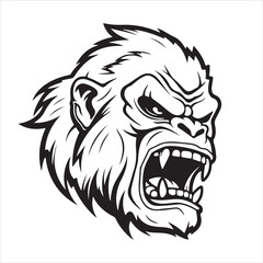 A gorilla head vector artwork illustration