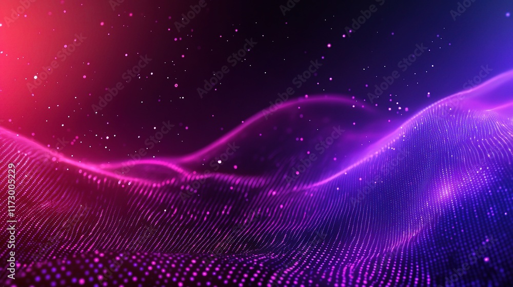 Poster abstract digital technology background with data points and waves