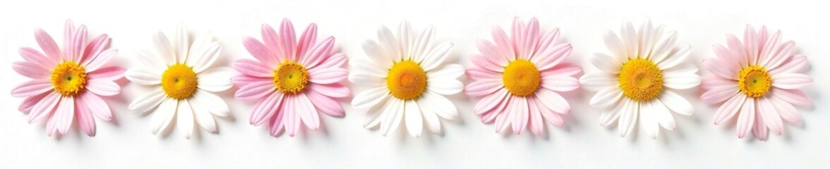 Obraz premium Freshly picked daisy marguerite blooms on a white background, marguerite, isolated, bloom