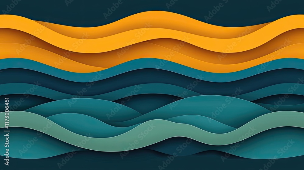 Poster waves abstract background idea. colorful abstract waves in blue, green, and yellow create a vibrant 