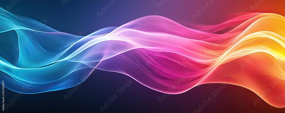 Poster waves abstract background idea. vibrant wave patterns in blue, pink, and orange create a dynamic vis