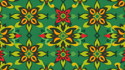 Seamless ethnic mughal floral motif on digital background pattern Abstract pattern. abstract floral and geometric print pattern for textile design and fabrics. Generative AI