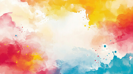Obraz premium Abstract watercolor background with vibrant colors and splatters.