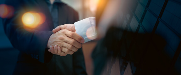 Businessman handshake for teamwork of business merger and acquisition,successful negotiate,hand...
