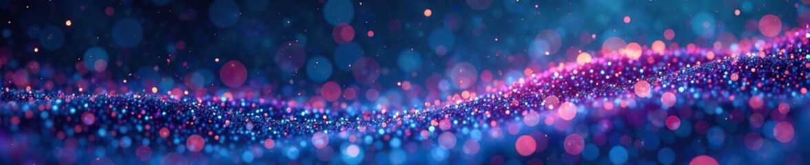 The night sky pours with a kaleidoscope of shimmering, iridescent droplets, atmospheric, wavy