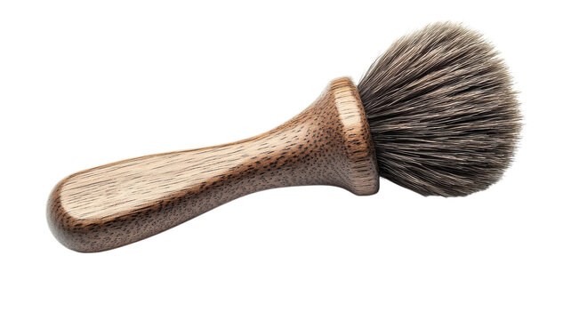 A Traditional Shaving Brush with a Wooden Handle Ideal for Classic Wet Shaving and Grooming Enthusiasts.
